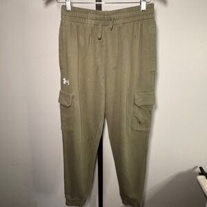 Under Armour Mens Rival Fleece Cargo Joggers Olive Green‎ Tapered Sweatpants